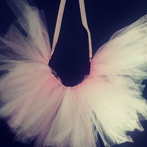 Pink handmade tutu with pink braid and ribbon tie